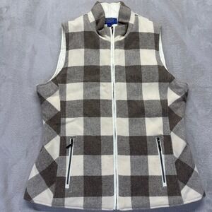 Pendleton Vest Women's Large Brown Virgin Lambs Wool Plaid Full Zip Sleeveless